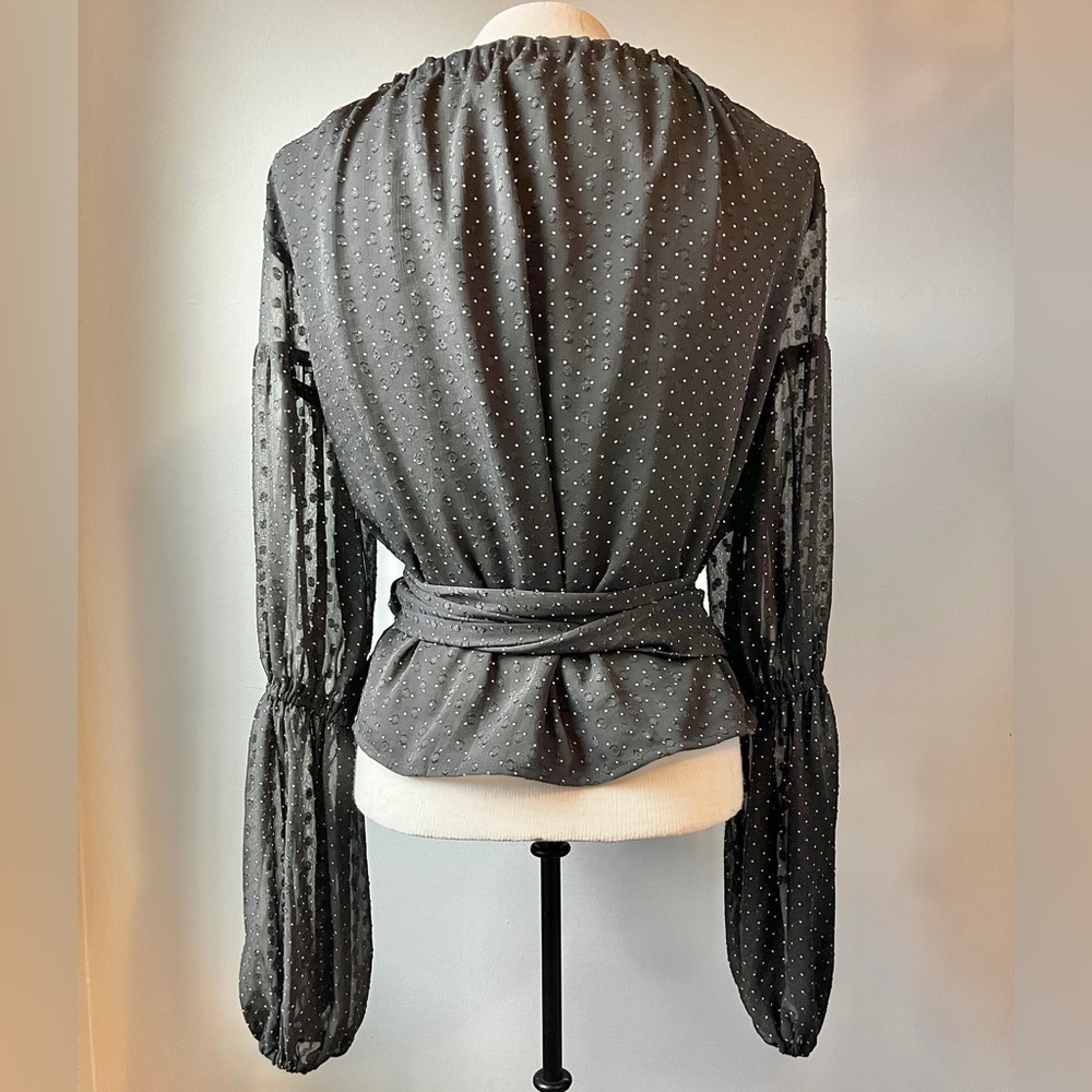 Club Monaco Darlana Wrap Blouse Black Polka Dot - Picture 7 of 14